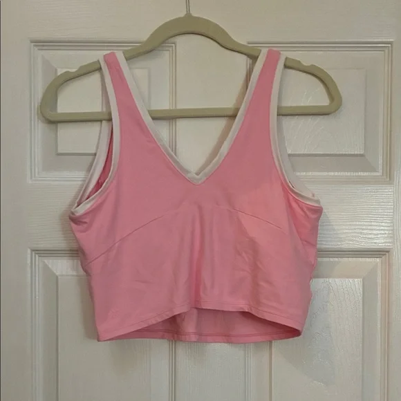 Pink V-Neck Crop Top - Picture 2 of 3